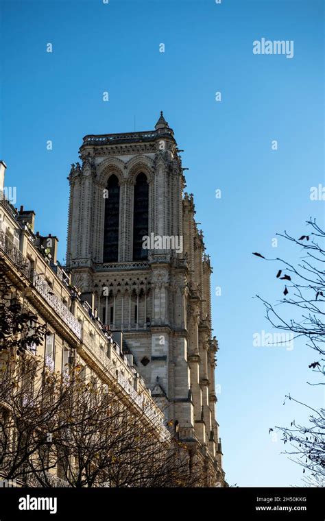 Bell Tower of Notre Dame de Paris Cathedral, Paris, France Stock Photo ...