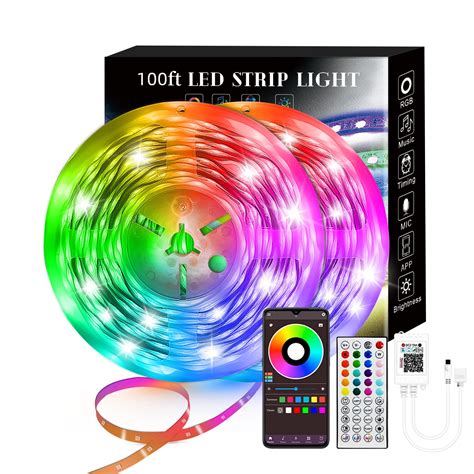 100FT Smart LED Strip Lights (2 Rolls of 50ft), RGB Strip Lights Sync ...