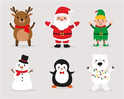 Premium Vector | Christmas character set