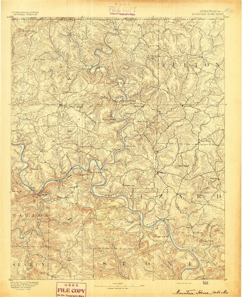 Historic 1891 Mountain Home Arkansas 30'x30' Topo Map – MyTopo Map Store