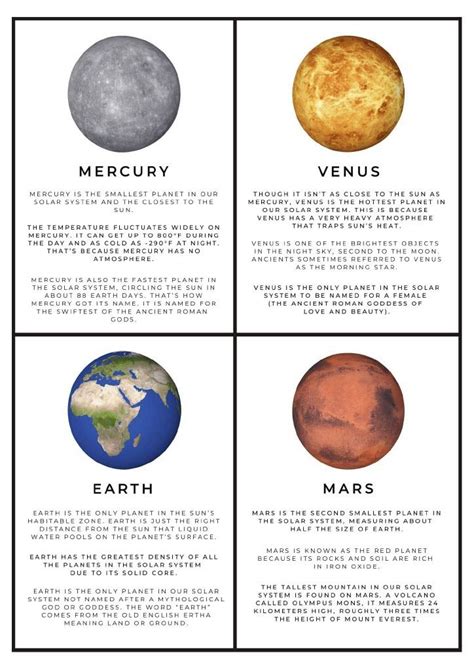 Planet Fact Sheets Printable