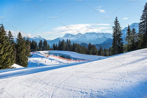 Skiing slopes in Bavarian Alps | High-Quality Nature Stock Photos ~ Creative Market