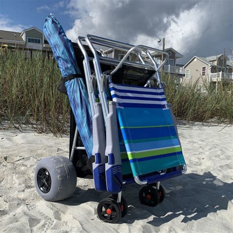 Folding Beach Cart XL | Rust Free Frame, Large Balloon Wheels, Compact