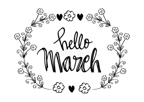 Hello March lettering stock illustration. Illustration of blossom ...