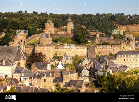 The medieval castle and town of Fougeres, Brittany, France Stock Photo ...