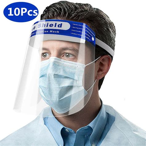 10Pcs Anti-fog Transparent Plastic Full Face Shield Protective Face ...