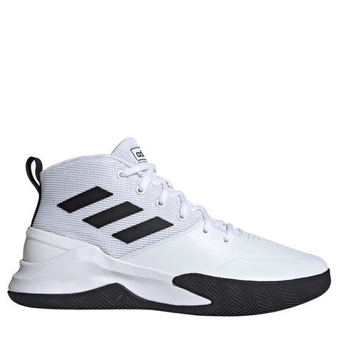 adidas Leather Own The Game Basketball Shoes in White/Black/White ...