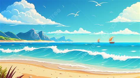 夏の海海の広い視点の背景イラスト, 夏の海 海面, 海の広い景色, 夏背景壁紙画像素材無料ダウンロード - Pngtree