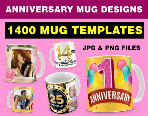 Anniversary Sublimation TEMPLATES for Mugs 1400 Designs | Etsy Mug Template, Psd Templates ...