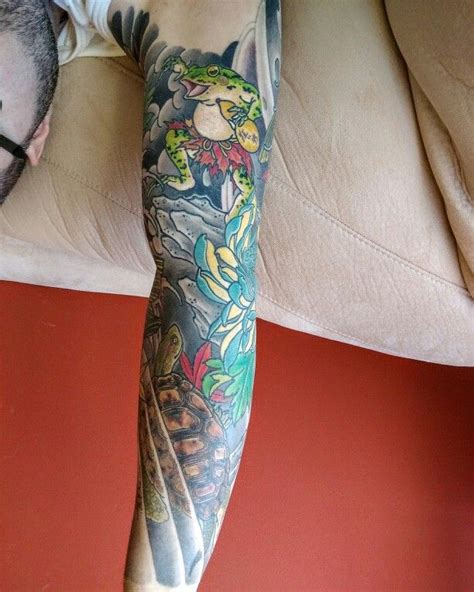 Japanese Kaeru and Kame sleeve #Japanesefrogtattoo #kaerutattoo # ...