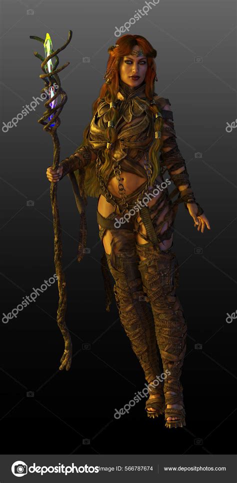 Fantasy Barbarian Priestess Shaman Mage Leather Armor Stock Photo by ...