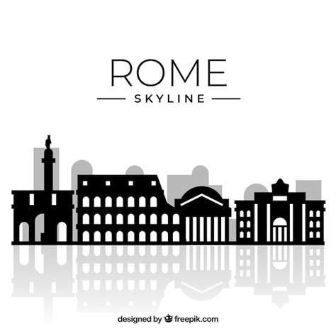 Free Vector | Silhouette rome skyline background