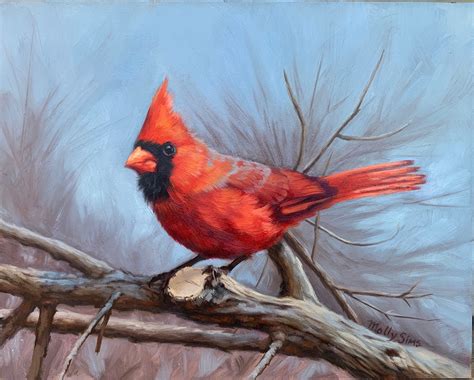 Cardinal Painting Bird Painting Bird Art Male Cardinal | Etsy