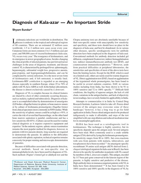 [PDF] Diagnosis of kala-azar—an important stride