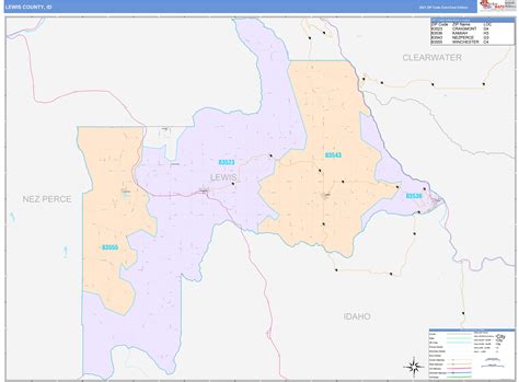 Lewis County, ID Wall Map Color Cast Style by MarketMAPS