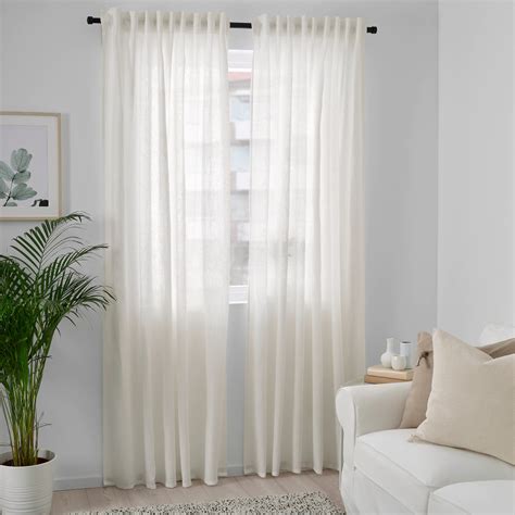 DYTÅG Curtains, 1 pair, white, 57x98" - IKEA | Linen curtains living room, Sheers curtains ...