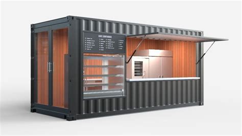 Cafe Container | 3D model | Container cafe, Container restaurant, Container shop