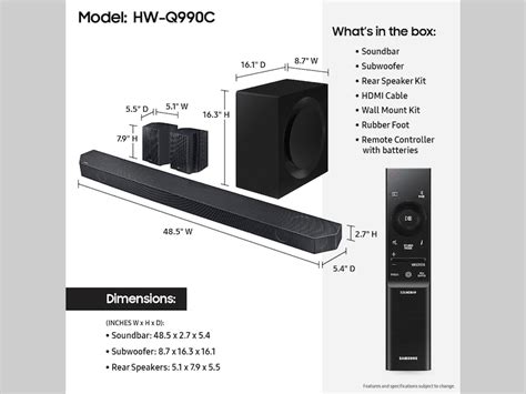 Q-series 11.1.4 ch. Wireless Dolby ATMOS Soundbar + Rear Speakers w/ Q ...