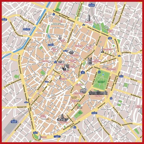 Street map of central Brussels - Central Brussels street map (Belgium)