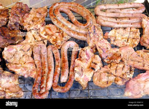 Meat cooking on a South African Braai/BBQ Stock Photo - Alamy