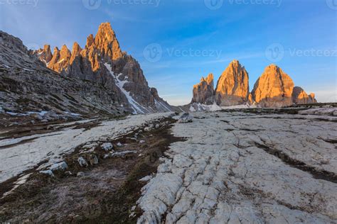 Tre cime di Lavaredo at sunrise, Dolomite Alps, Italy 1327911 Stock ...