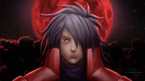 Wallpaper : anime, Uchiha Madara, Naruto Shippuuden, red, Red moon ...