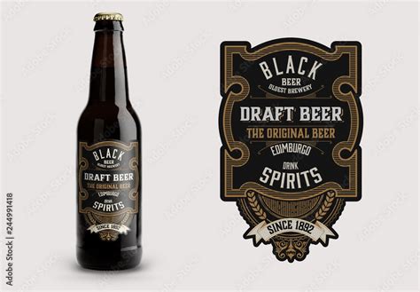 Vintage-Style Beer Label Layout Stock Template | Adobe Stock