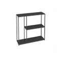 Black Rectangular Narrow Console Table with Shelves Industrial Metal-Homary