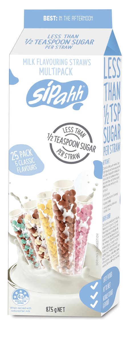 Sipahh Milk Flavoring Straw - 25 Pack - 5 each Chocolate, Strawberry, Banana, Cookies & Cream ...