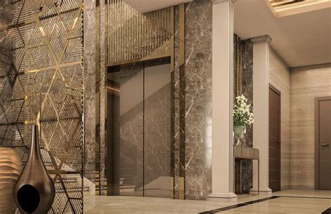 Entrance and elevator lobby with Neoclassic style on Behance | Lobby ...