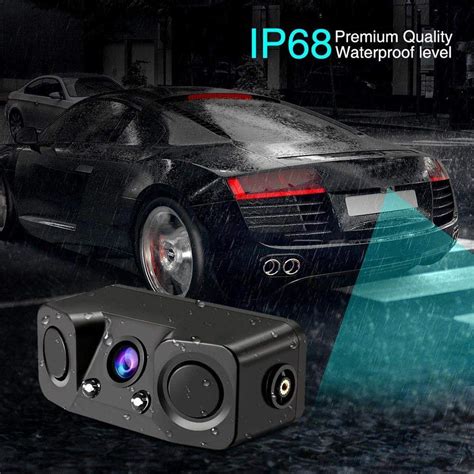 CarThree HD Backup Camera 2 LED Night Vision with 2 Radar Parking Sensor 170 Degree Viewing ...