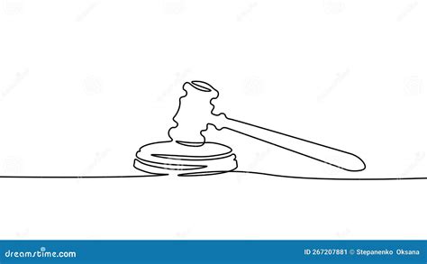 One Line Continuous Judgment Lawyer Hammer Symbol Concept. Crime ...