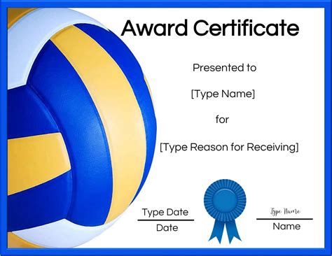 Free Volleyball Certificate | Edit Online and Print at Home