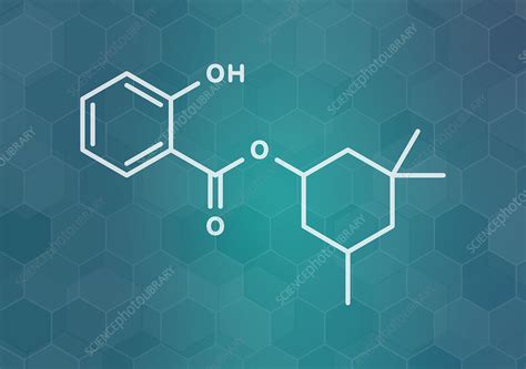 Homosalate sunscreen molecule, illustration - Stock Image - F027/8733 - Science Photo Library