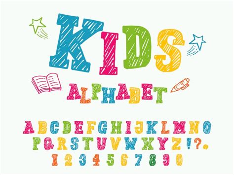 Premium Vector | Alphabet kids font style