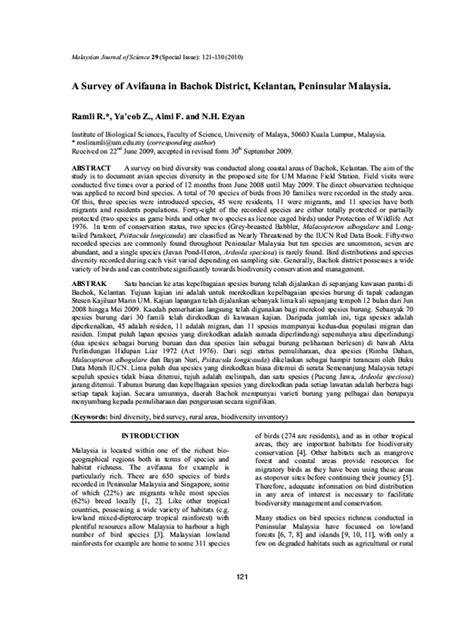 (PDF) A Survey of Avifauna in Bachok District, Kelantan, Peninsular Malaysia | Zubaidah Ya'cob ...