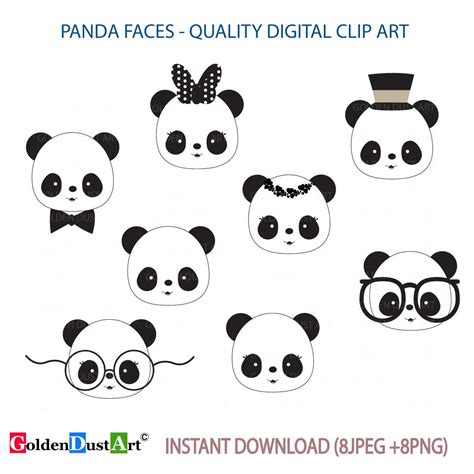 Cute Panda Face Clipart - Draw-humdinger