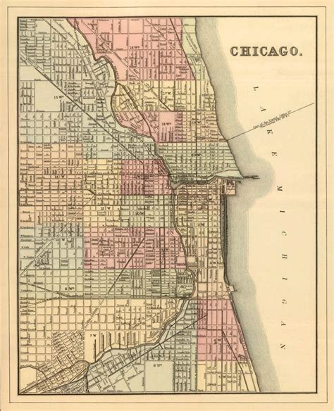 Antique Chicago city map Print 16 x 20 by AncientShades on Etsy. $30.00, via Etsy. | Chicago map ...