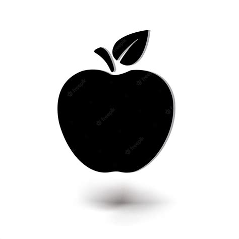 Premium Vector | Apple black silhouette with a leaf