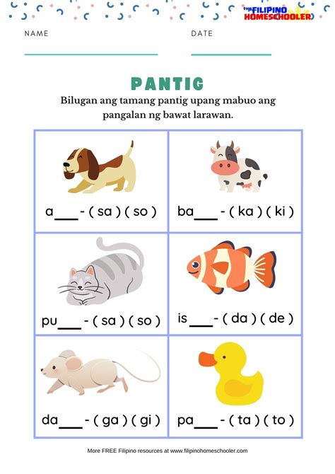 Download Pantig Filipino Worksheets for Grade 1 — The Filipino Homeschooler