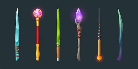 Set of magic wands, wizard or witch stic... | Free Vector #Freepik #freevector #mage #wand # ...