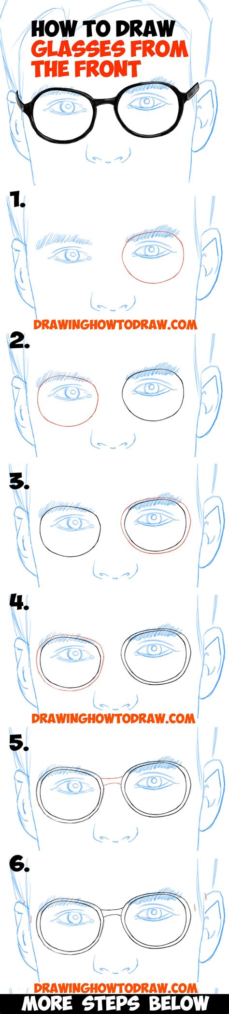 How to Draw Glasses on a Person’s Face from All Angles (Side Profile ...