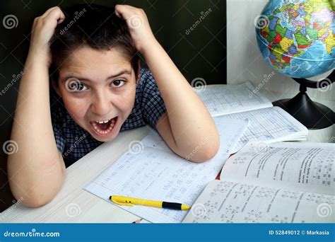 Boy doing math homework stock photo. Image of subject - 52849012