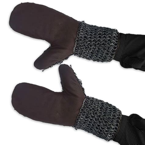 Medieval Riveted Chainmail Padded Gauntlets Gloves Mittens 16ga Carbon Steel