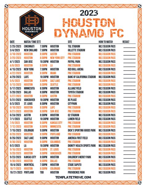 Houston Dynamo Schedule