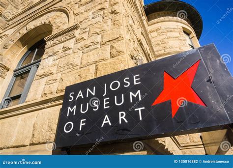 San Jose, California / USA - December 6, 2017 - San Jose Museum of Art Logo in Downtown San Jose ...