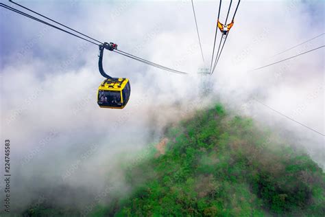 Fansipan cable in the cloudy day with the mountain view , SaPa,Vietnam ...