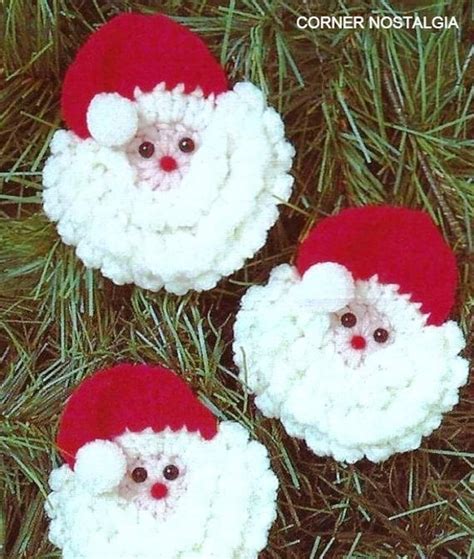 Vintage Crochet PDF Pattern Santa Face Christmas Ornament From 1970 pattern Only Not the ...