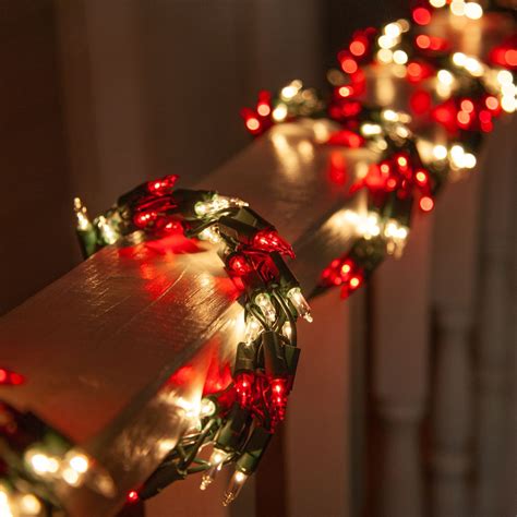 Garland Lights - 9' Garland Lights, 300 Red/Clear Lights, Green Wire - Christmas Lights, Etc ...