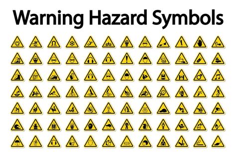 Large Set of Warning Hazard Symbols 932004 Vector Art at Vecteezy